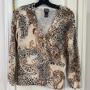 Chico's Gray Leopard Print Top